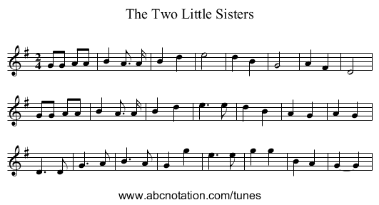 The Two Little Sisters - staff notation