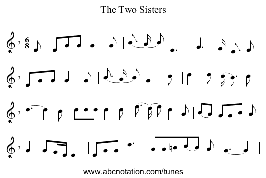 The Two Sisters - staff notation