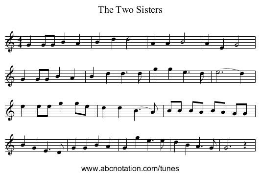 The Two Sisters - staff notation