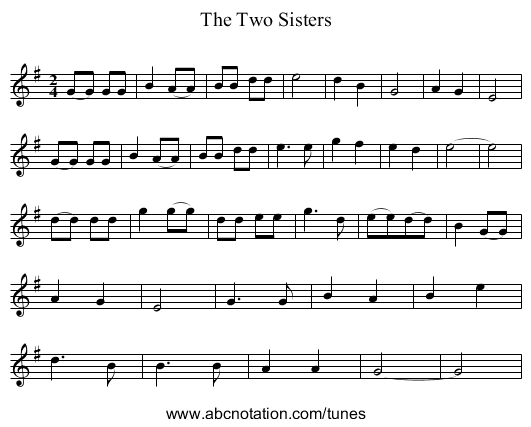 The Two Sisters - staff notation