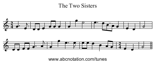 The Two Sisters - staff notation
