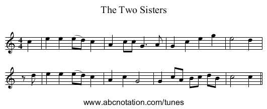 The Two Sisters - staff notation
