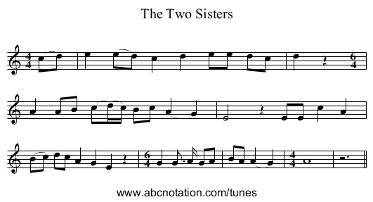 The Two Sisters - staff notation