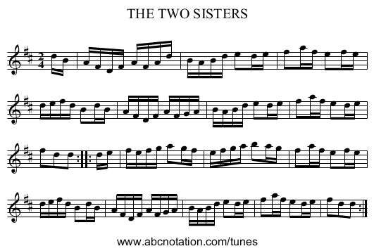 THE TWO SISTERS - staff notation