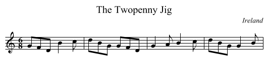 The Twopenny Jig - staff notation