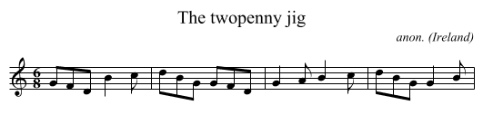 The twopenny jig - staff notation