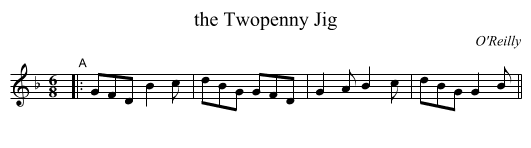 the Twopenny Jig - staff notation