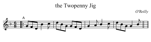 the Twopenny Jig - staff notation