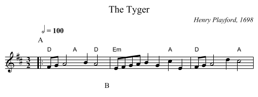 The Tyger - staff notation