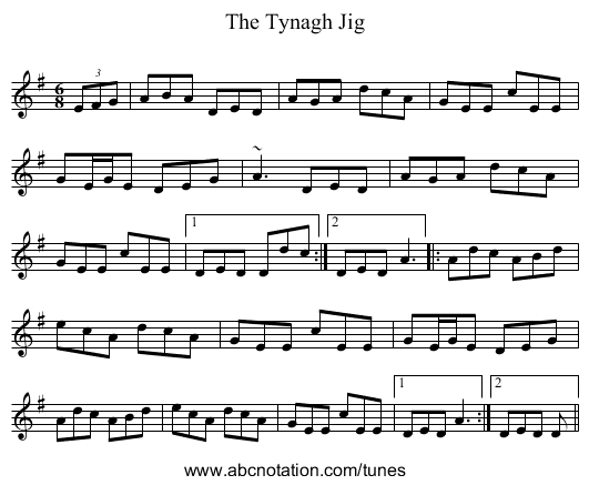 The Tynagh Jig - staff notation