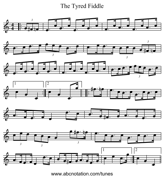 The Tyred Fiddle - staff notation