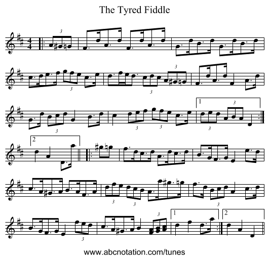 The Tyred Fiddle - staff notation