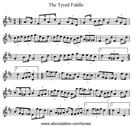 The Tyred Fiddle - staff notation