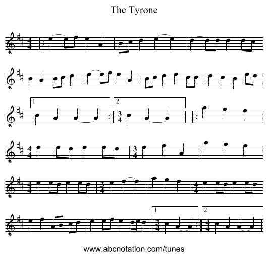 The Tyrone - staff notation