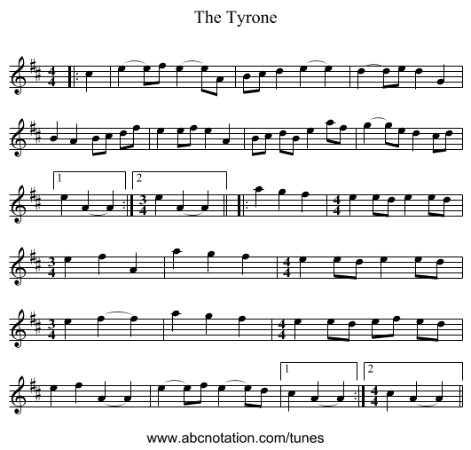 The Tyrone - staff notation