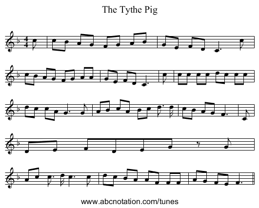 The Tythe Pig - staff notation