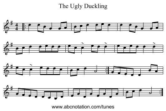 The Ugly Duckling - staff notation
