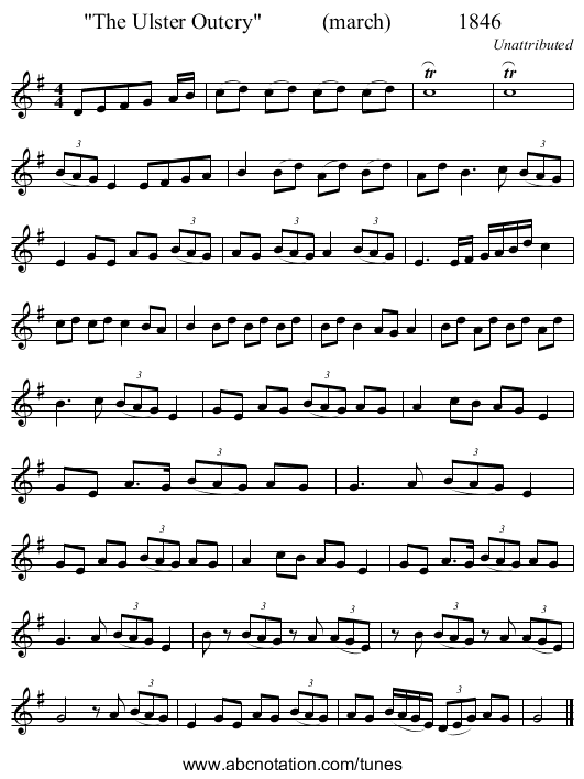 The Ulster Outcry           (march)            1846 - staff notation