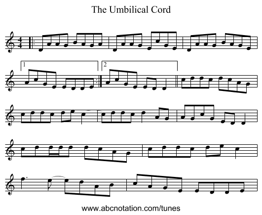 The Umbilical Cord - staff notation
