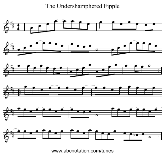 The Undershamphered Fipple - staff notation