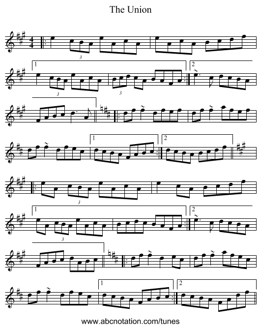 The Union - staff notation