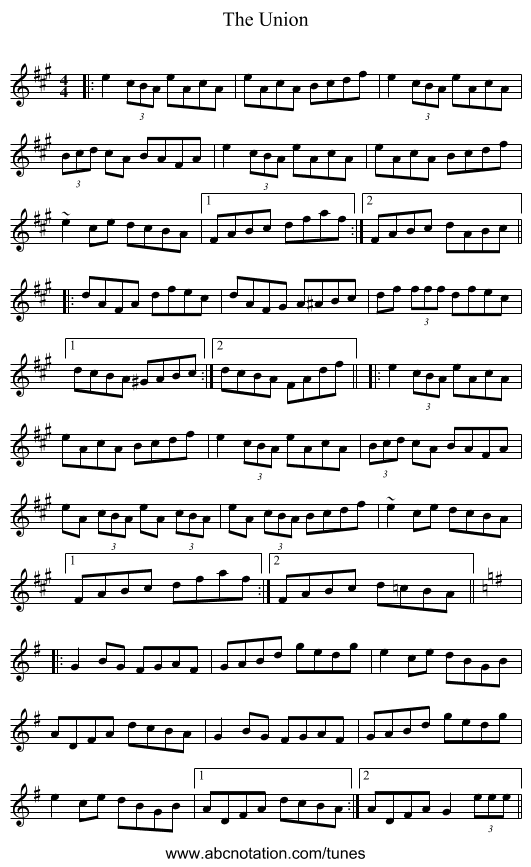 The Union - staff notation