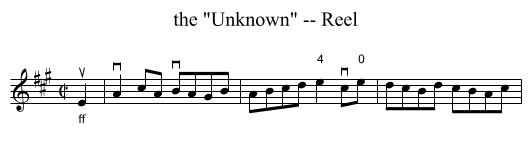 the Unknown -- Reel - staff notation