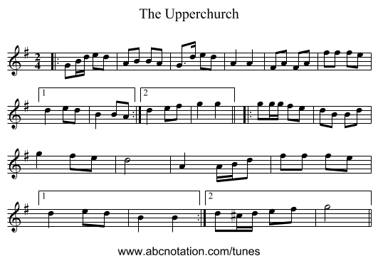 The Upperchurch - staff notation