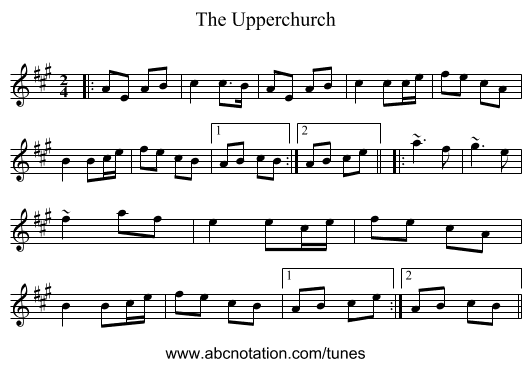 The Upperchurch - staff notation