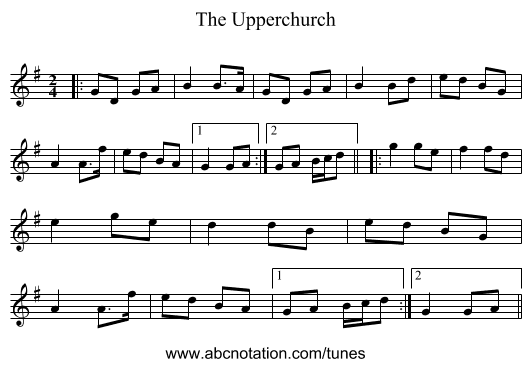 The Upperchurch - staff notation