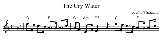The Ury Water - staff notation