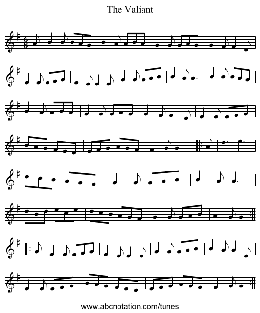 The Valiant - staff notation