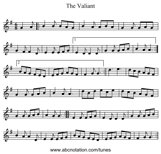 The Valiant - staff notation