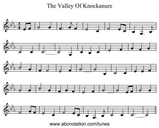 The Valley Of Knockanure - staff notation