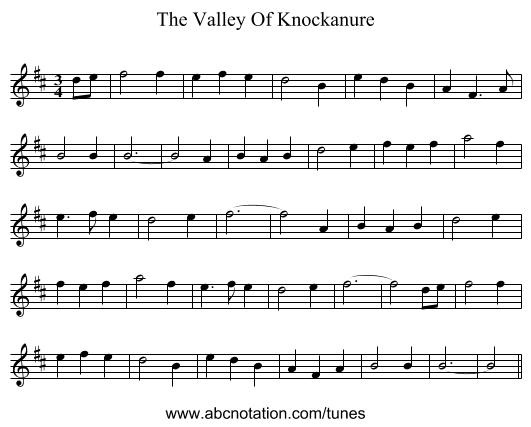 The Valley Of Knockanure - staff notation