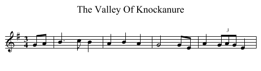 The Valley Of Knockanure - staff notation