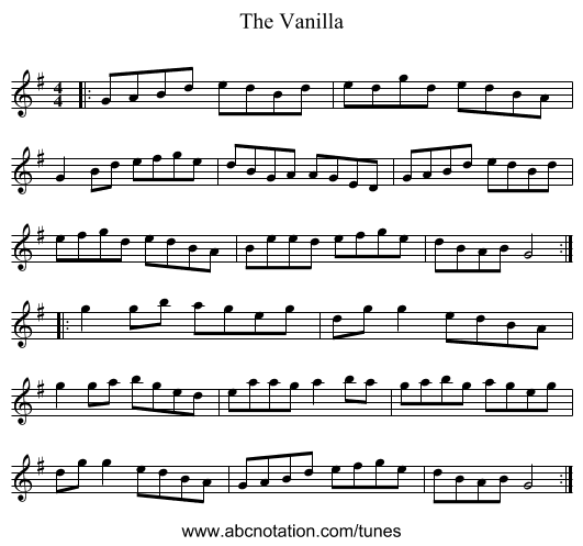 The Vanilla - staff notation