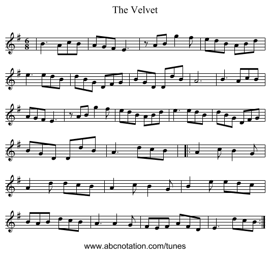 The Velvet - staff notation