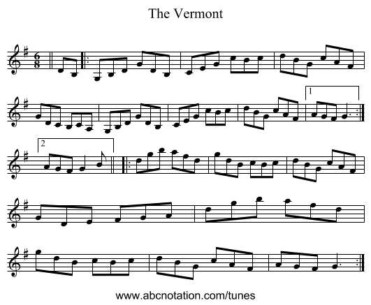The Vermont - staff notation