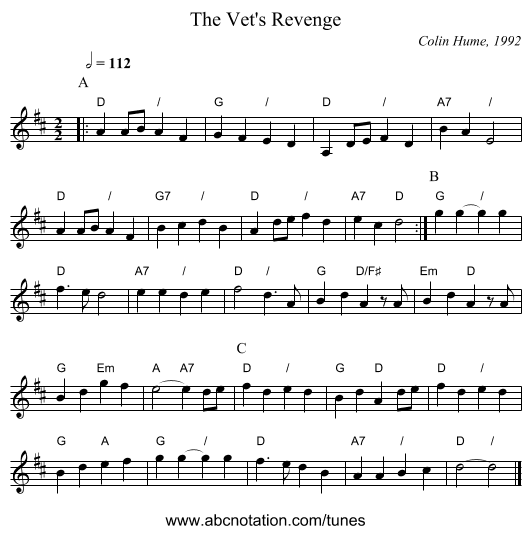 The Vet's Revenge - staff notation