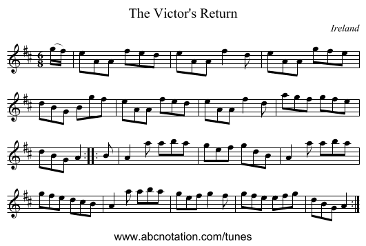 The Victor's Return - staff notation