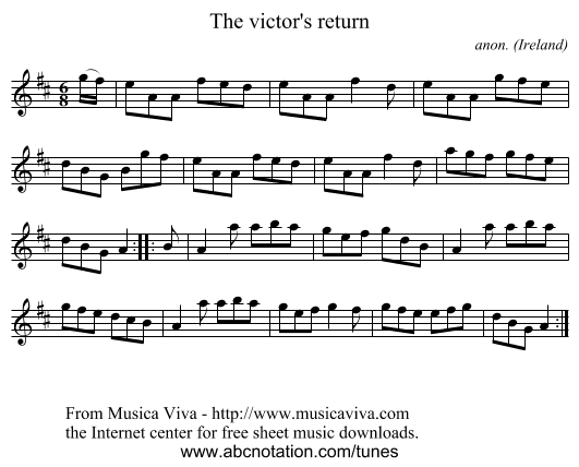The victor's return - staff notation
