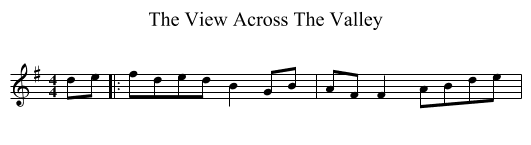 The View Across The Valley - staff notation