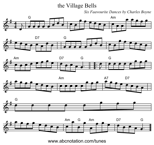 the Village Bells - staff notation
