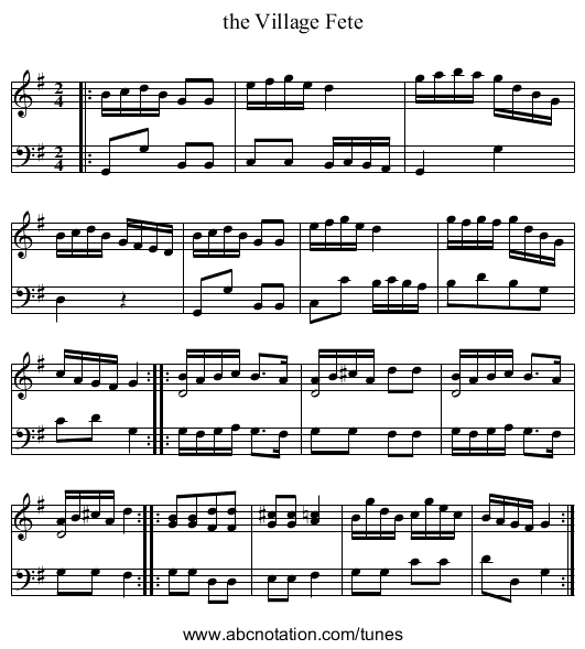 the Village Fete - staff notation