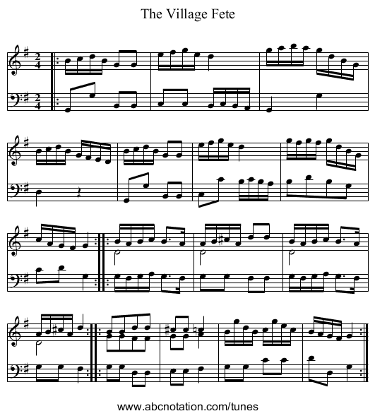 The Village Fete - staff notation
