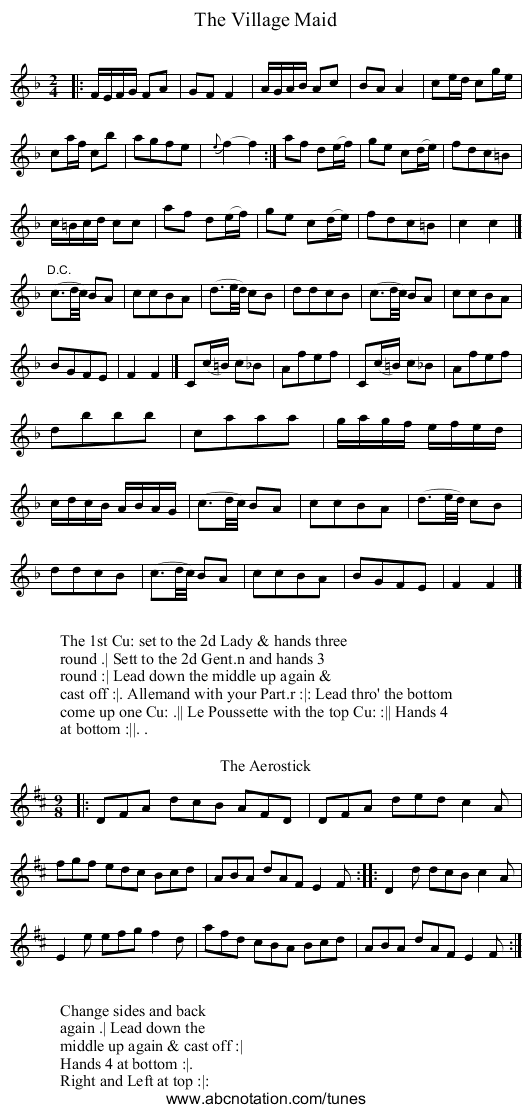 The Village Maid - staff notation
