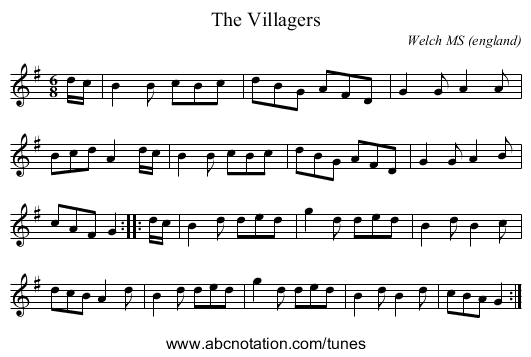 The Villagers - staff notation
