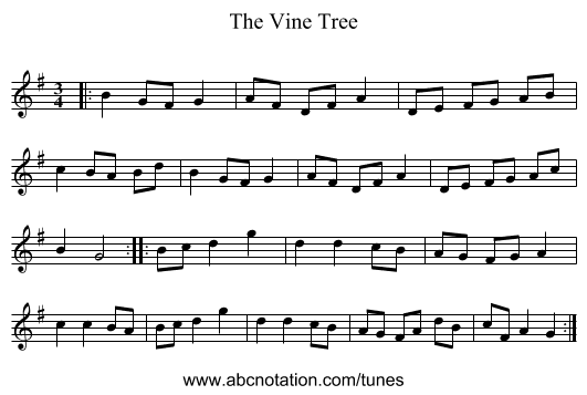 The Vine Tree - staff notation