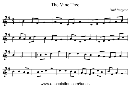 The Vine Tree - staff notation